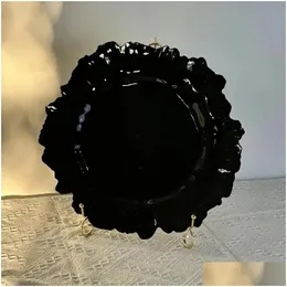 Piatti piastre 50 pezzi Caricatore di plastica nera vassoio di plastica 33 cm round 13 pollici piastre da pranzo decorativo acrilico per impostazione della consegna a goccia dhqpt