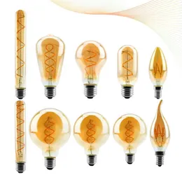 المصابيح LED خيوط الشعيرة C35 T45 ST64 G80 G95 G125 SPORAL LIGHT 4W 2200K RETRO VINTAGE LAMPS DINCITITION EDISON EDISON LA2872