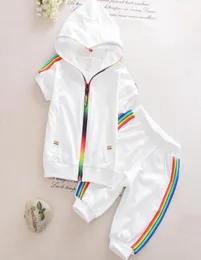 Dzieci Summer Cotton Gratment Baby Boys Candycolored Bluies Krótkie 2 szt. Dzieciowe dzieci z krótkim rękawem TrackSuit5113774