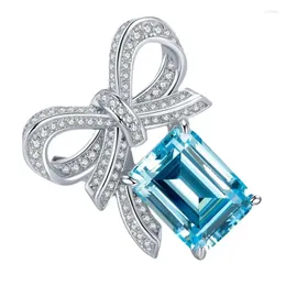 Pierścienie klastra 2023 S925 Zestaw z 9 12 SEA BLUE Treasure High Carbon Diamond Butterfly Ring Border Europe and America