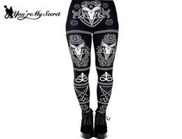 YOU039RE MY SECRET 3D Digital Printed Devil Satan Women Leggings For Fitness Goat Horn Hexagram Pants Elastic Workout Legin L2105315