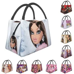 Сумки Custom Bratz Rock Angelz Lunch Bag Women Wome Cooler Iosuled Lunch Box для офисного путешествия фрукты свежее хранилище