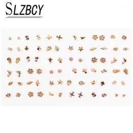 Stud 36pairs set Gold Silver Color Small Earrings Sets For Women Girls Metal Alloy Geometric Star Round Earring Jewelry Brincos1244m