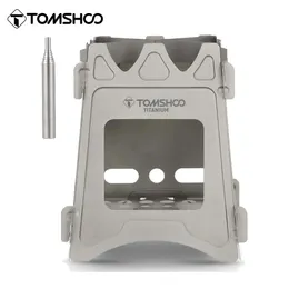 Kitchen Tomshoo Titanium Stove Outdoor Camping Wood Stove Portable Folding Lightweight Tourist Wood Burner for Hiking Cooking Picnic