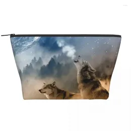 Cosmetic Bags Three Musketeers Wolves Trapezoidal Portable Makeup Daily Storage Bag Case For Travel Toiletry Jewelry