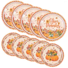 Disposable Dinnerware 32 Pcs Fall Paper Plates Thanksgiving Dinner Party Accessories Napkin Multi-function Meal Snack