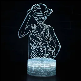 Ночной свет для детей, один кусок обезьяна D Luffy 3D Night Light Porpoise Прикроватная лампа 7 Подарок на день рождения на рождественский хэллоуин F250N