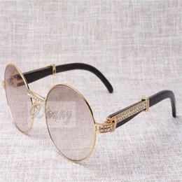 high-end round diamond sunglasses 7550178 natural Black angle bending quality sunglasses men Female eyeglasses size 57-22-13255O