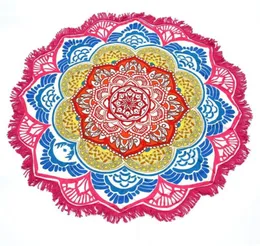 147147 cm okrągły mata jogi Tabel Tabel Tassel Decor z kwiatami Wzór okrągły obrus piknik Mat4777397