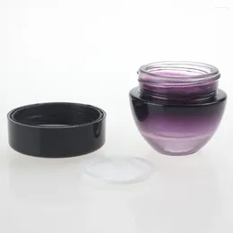 Storage Bottles High Quality 50g Cream Bottle Glass Makeup Refillable Empty Purple Face Jar Wholesale
