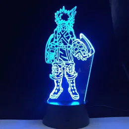 Anime My Hero Academia Katsuki Bakugo Figura 3D LED Night Kids Room Nightlight Light Desk Lamptouch Sensor Pokój Oświetlenie Prezent259i