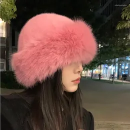 Beralar Yüksek kaliteli kış taklit saç kalınlaştırılmış sıcak kova şapkası Korean düz renkli Moğolca kapak kadınlar kazak havzası şapkaları