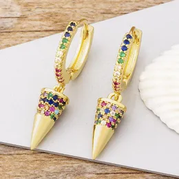 Dangle Earrings AIBEF Gold Color For Women Crystal Awl Drop Charms Colorful CZ Zirconia Statement Wedding Jewelry Gifts