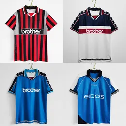 Camisas de futebol Man CityS Retro Jersey Vintage Jerseys Football Jersey 1994 1996 1997 1998 Camisa comemorativa de futebol de manga curta 2009 2001 Camiseta clássica