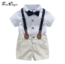 Baby Boy Gentlemen 3pcs Outfits Sets 2017 Sommer Neugeborene Baby -Jungen Kleidungsstücke Krawatte Shirtoverall Säuglingskleidung für Party tragen T15281937