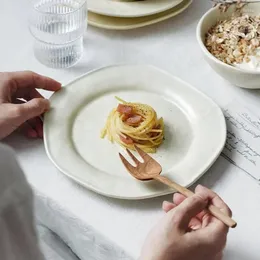 Teller unregelmäßiger gefrosteter Teller Keramik Einfache Feste Farbe Steak Pasta Restaurant Kuchen Dessert Salat Haushaltsgeschirr Geschirr