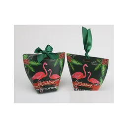 Geschenkverpackung Hochzeit Kraft Papiertüten Flamingo Event Hawaii Party Geschenke Verpackung Süßigkeiten Gefälligkeiten Kisten Henne Nachttisch Dekoration Rose gr otbzm