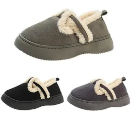 women casual shoes designer fur slip on cotton white deep green khaki dark grey black plush shoes womens soft soles outdoor winter trainers