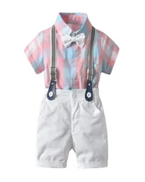 2019 Sommer Baby Jungen Kleidung Set Kurzarm Bowtie Plaid Shirt Hessender Shorts Boy 2pcs Set Children Outfits 149128297849