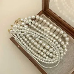 ビーズのネックレスHuami Luxury Fashion 4-12mm Glass Pearl Necklace Women's Simple Pearl Necklace Texture Chain Clavicle Chain's French Stylel231223
