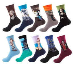 3D Print Art Socks Women Men Cotton Harajuku Style Painting Painting Sock Van Gogh Mona Lisa Da Vinci Socks Vintage6407177