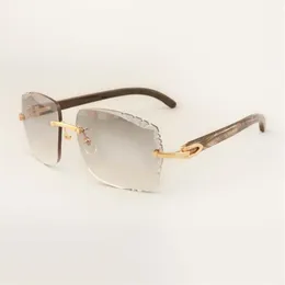 Высококачественные солнцезащитные очки 3524014 с натуральными черными текстурированными баффами рога и гравирующими очками 58-18-140mm293t