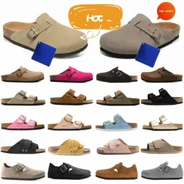 Designer glider herr tofflor mjuka fotbädd tofflor mocka läder glider casual clogs cork platt för kvinnor clog stasman tofflor 01ji#