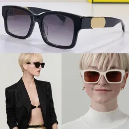 Mens Womens OLock Sunglasses Rectangular Black Acetate OLock Glasses F4008 Low Bridge Gold Metal Temple with Oversized Logo UV Pro323B