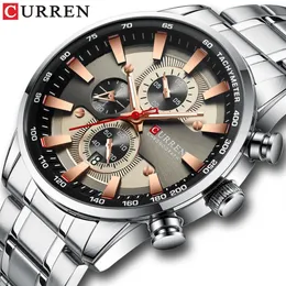 Curren Watch Herren -Armbanduhr mit Edelstahlband Mode Quarzuhr Chronograph Luminöser Zeiger einzigartiger Sports Watc1893