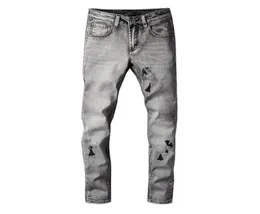 Новое прибытие мужские дизайнерские джинсы винтажные складные панель стиль дыры модные джинсы Слим мотоцикл -байкер