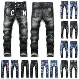 Jeans masculinos 40 RIPS DESCONTE ~ Designer de estriado masculino Rascado Ripped Ripped Biker Slim Fit Washed Motrocycle Denim Men Sp Hop Fashion Man calça