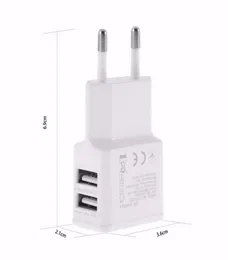 5V 2A EUUS Plug Dual USB 2 Port Mobiltelefon Travel Hemväggladdare Adapter 2A1A för Samsung iPhone LG HTC Sony White Black5878899