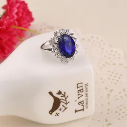 In tutto il Luxury British Kate Princess Diana William Engagement Wedding Blue Sapphire Ring Set puro Solid 279G