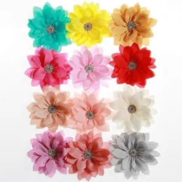 Fiori di foglie di loto neonato da 9 cm con strass per la testa fiore di tessuto artificiale per clip per capelli Accessori per capelli fai -da -te solo fl332c