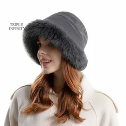 Cappelli larghi brim -cappelli da secchio in moda comodi cappelli da secchio invernali con berretti folti berretti caldi Cappelli antivento per le donne a prova di freddo da donna Hat J231223