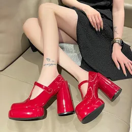 Ubieranie butów kobiety gruby obcasy stały kolor okrągły głowica kobiet 2024 wiosenna jesień bez poślizgu moda na zewnątrz kobieta