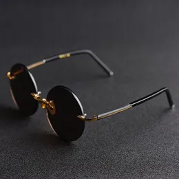 Okulary przeciwsłoneczne okrągłe szklane szklane okulary słoneczne dla mężczyzn Brezy Brązowy vintage ponadwymiarowy 58 mm-150 mm Big Largesunglassess290B