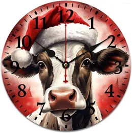 Wall Clocks Large Kitchen Watch Clock Silent Rustic Christmas Cow Home Decor Red Arab Numerals Horloge Murale