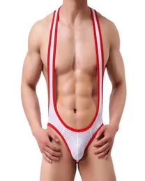 Unterhemden Herren sexy Mesh Bodysuit Bodywear Jockstrap Unterwäsche Wrestling Singulett Lotard -Jumpsuits Suspender Teddies Unterwäsche7945809