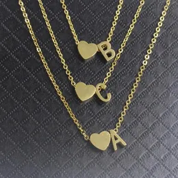 Pendant Necklaces Gold Heart Letter A B C D E F G H I J K L M N O P Q R S T U V W X Y Z Charm Necklace For Women BFF Birthday Gift225i