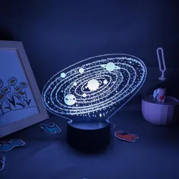 Luzes noturnas Sistema Solar Nove planetas Lava Space Universe 3D LED RGB Birthday Gift for Friends Bedroom mesa de mesa Decor235L