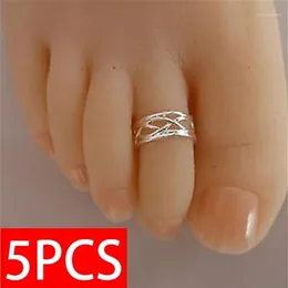 5pcs 925 Silver Foot Ring Fashion Женщины элегантные регулируемые антикварные ноги кольцо пляжные украшения1236D