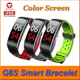 Armband Q8S Smart Armband Fitness Tracker Heart Rate Monitor Blodtryck IPS Färg Skärmvattentät smart armband Titta på billigt