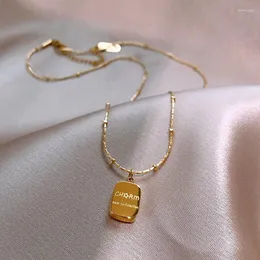 Подвесные ожерелья 2023 Классическая алфавитная ожерелье из нержавеющей стали корейские украшения моды для женских аксессуаров для сети цветов
