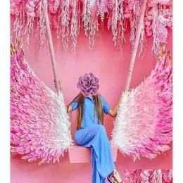 Другие вечеринки по снабжению поставляют индивидуальные творческие качели, крупные розовые крылья ангела Симпатичная Пография Стрельба для реквизита Контакт Drop Dhsao