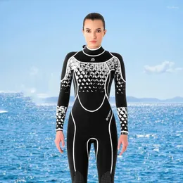 Kvinnors badkläder Kvinnor 3mm Neopren förtjockade våtdräkter Långärmad i ett stycke varmt dykdräkt för kvinnlig vinter simning snorkling drift