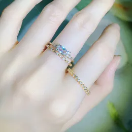 Piccolo anello piccolo set per donne color oro zirconi cubico anelli di dito midi accessori per l'anniversario di matrimonio accessioni