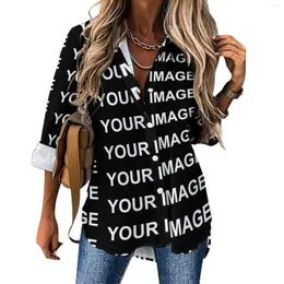 Women's Blouses Your Image Customized Blouse Female Custom Made Design Streetwear Loose Autumn Long Sleeve Vintage Shirt Clothing