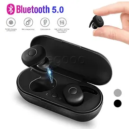 Hörlurar TWS Bluetooth EARPHONES 5.0 TRUE TRA TRALESS HUDFONER EARSKUDS HEADSET Högkvalitativ stereo Vattentät byggdin med laddningsbox