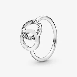 Anello scintillante in argento sterling del nuovo marchio 925 con cerchi intrecciati per anelli da matrimonio da donna gioielli di moda 207h